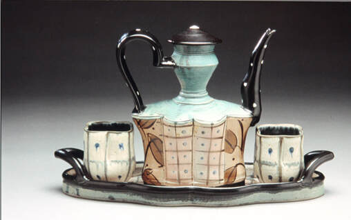 Jeff Kleckner Pottery, Teapot, Cups & Tray